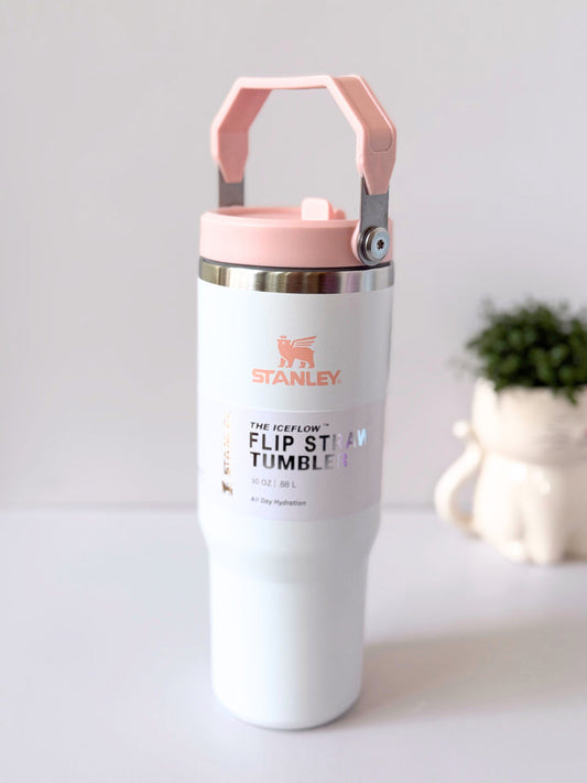 Stanley IceFlow™ Flip Straw Tumbler | 887ml with Straw for Water (30 oz) (White)