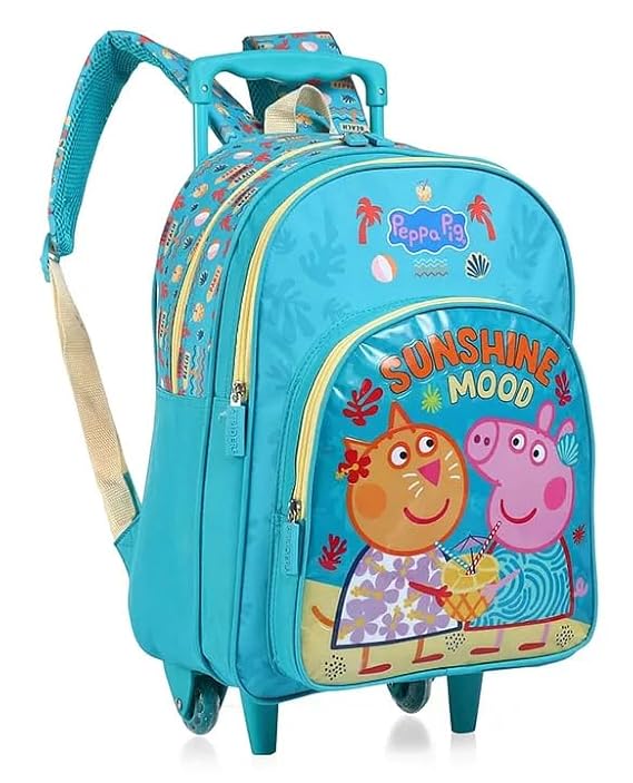 STRIDERS Peppa Pig 16 Inch Trolley School Bag for Kids Spacious Rolling Backpack for School, Travel 6-8 Years