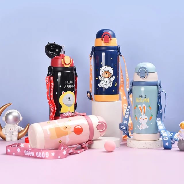 Cool DI GIBO Vacuum Insulated Water Bottle With Straw 450 ML (Black)