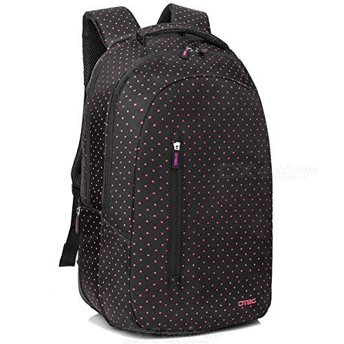 DTBG Laptop Backpack 15.6" Water Resistant (Black with Pink Dots)