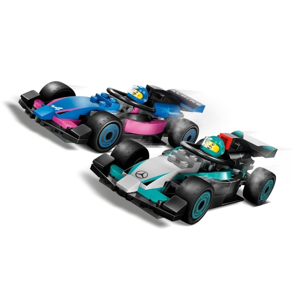 LEGO City F1 Garage & Mercedes-AMG & Alpine Cars Toy Playset 60444 Building Blocks Toys for 7+ Gift for Boys and Girls