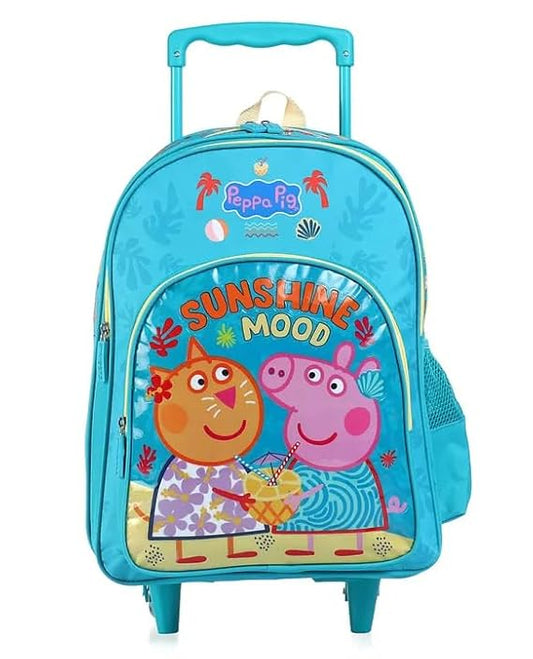 STRIDERS Peppa Pig 16 Inch Trolley School Bag for Kids Spacious Rolling Backpack for School, Travel 6-8 Years