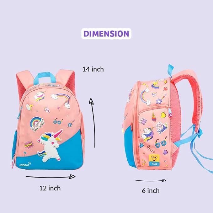 Rabitat Smash Unisex School Bag | Kids Backpack for Girls, Boys - 4 to 8 Years Age