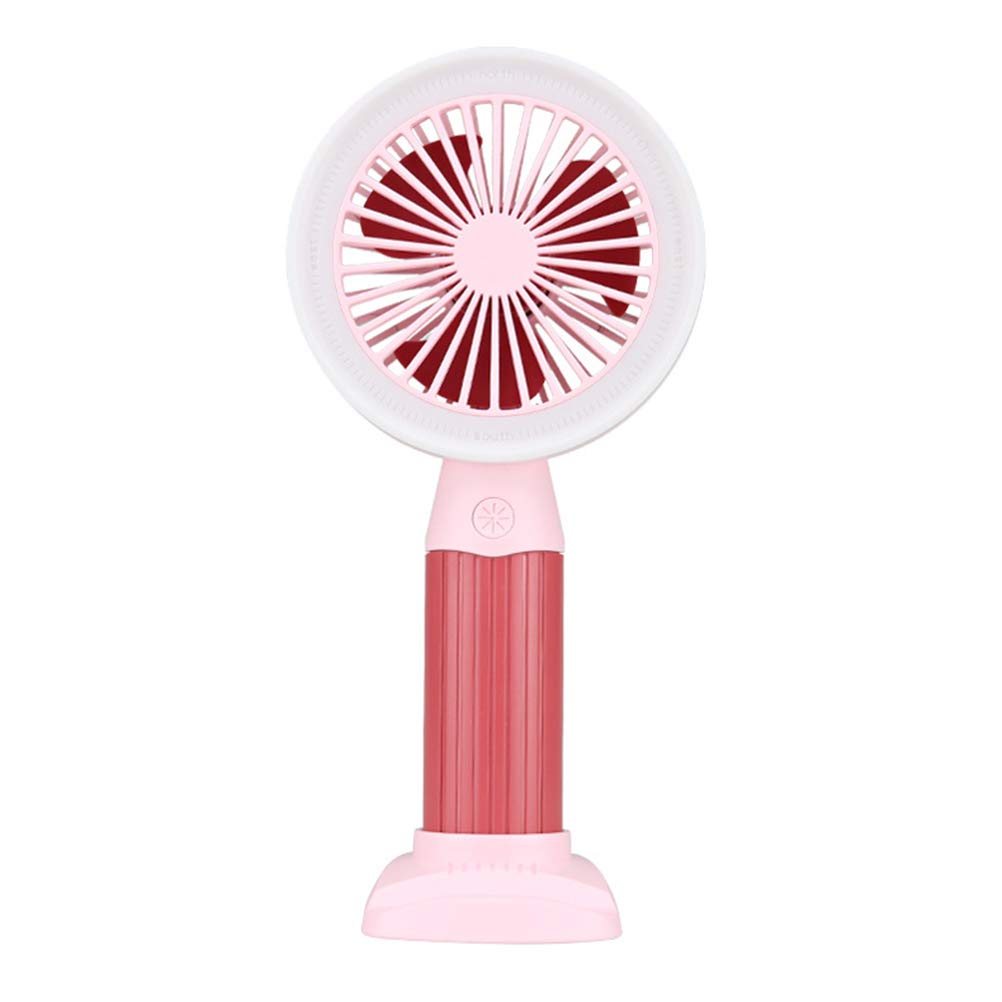 Fashion Lighting Fan Desktop Fan Mini Handheld Small Fan for Home, School USB Rechargeable & Portable Fan (Pink)