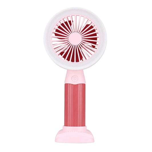 Fashion Lighting Fan Desktop Fan Mini Handheld Small Fan for Home, School USB Rechargeable & Portable Fan (Pink)