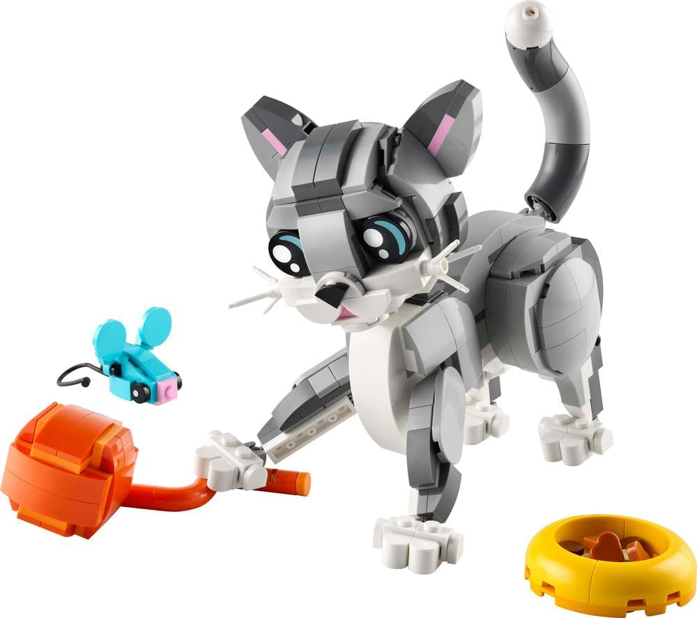 LEGO Creator 3in1 Playful Cat Toy - Transforms into a Pigeon or Pet Dog Figure - Animals Building Set for Kids, 8+ Year Old Girls & Boys - Creative Birthday Gift Idea - 31163