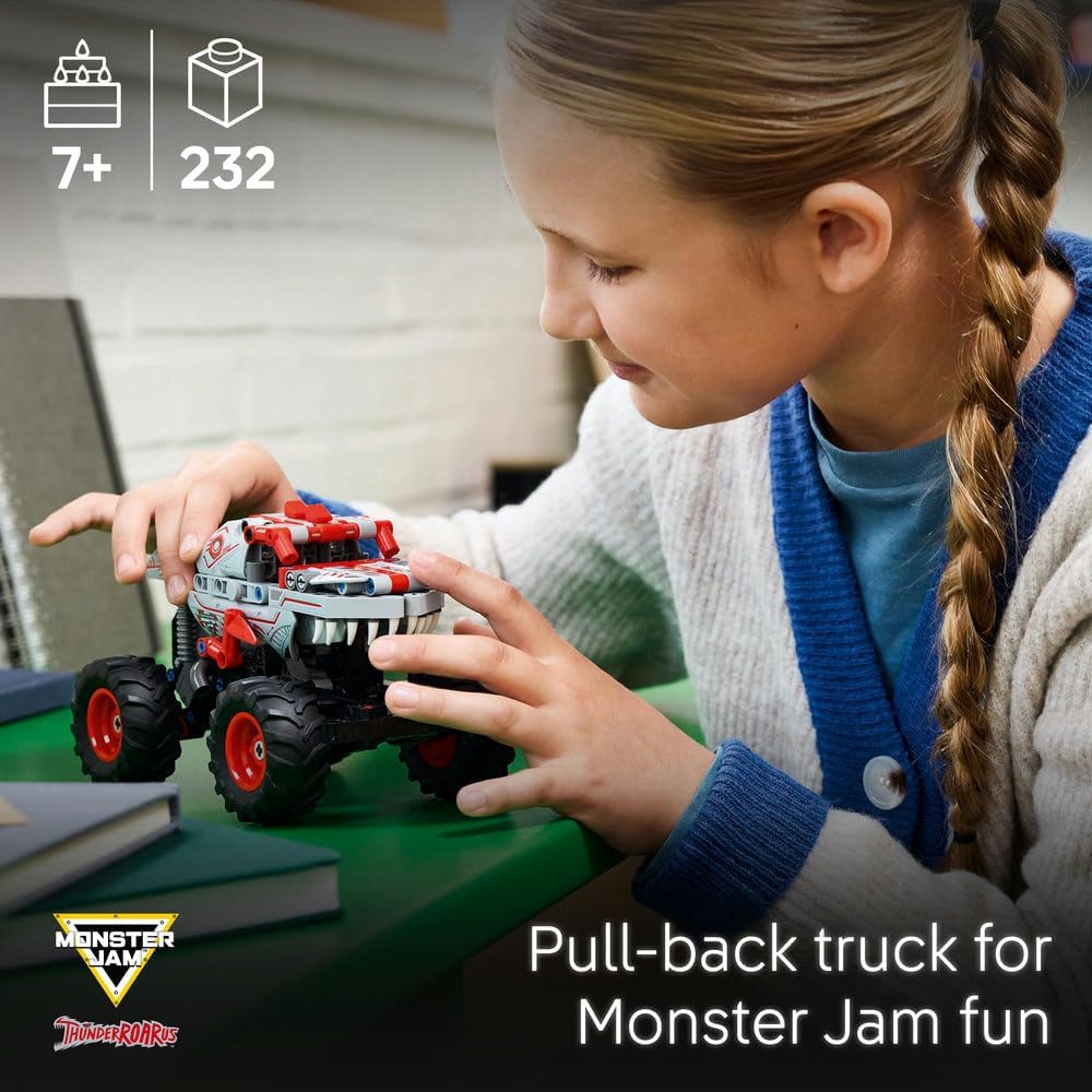 LEGO Technic Monster Jam ThunderROARus Pull-Back Truck Toy - Vehicle Building Set for 7+ Year Old Boys & Girls Who Love Creative Play - Gift Idea 42200