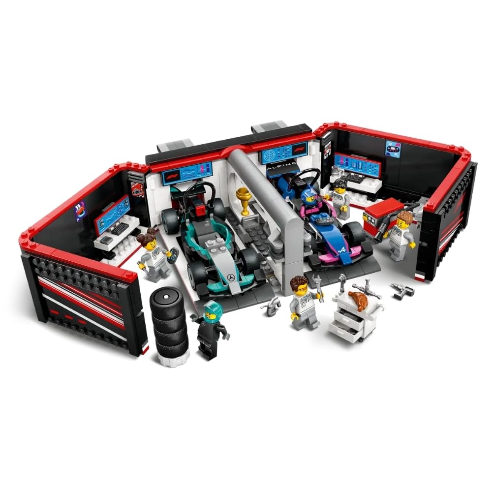 LEGO City F1 Garage & Mercedes-AMG & Alpine Cars Toy Playset 60444 Building Blocks Toys for 7+ Gift for Boys and Girls