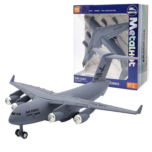 ChiLBit 1:400 Scale Heavy-Duty Military Cargo Aircraft Model – Die-Cast Transport Jet Collectible (C17 Type), Grey