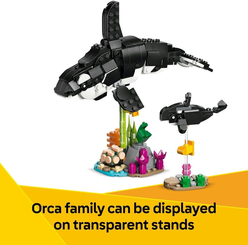 LEGO Creator 3in1 Wild Animals: Panda Family Toy - Transforms into Penguin Figures or Orca Whale Toys - Building Set for Nature-Loving 8+ Year Old Girls & Boys - Creative Birthday Gift - 31165