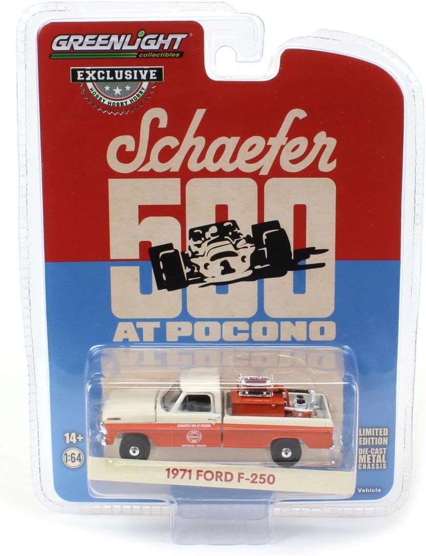 Greenlight Hobby Exclusive – 1971 Ford F-250 “Schaefer 500 at Pocono” Official Truck (1:64 Scale Die-Cast)