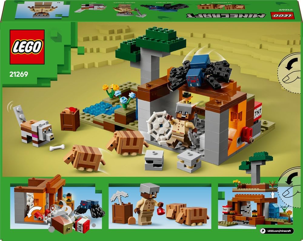 LEGO Minecraft The Armadillo Mine Expedition Set - Building Toy for 8+ Year Old Girls & Boys, with Cave Spider and Wolf Figures for Pretend Play - Birthday Gift Idea 21269