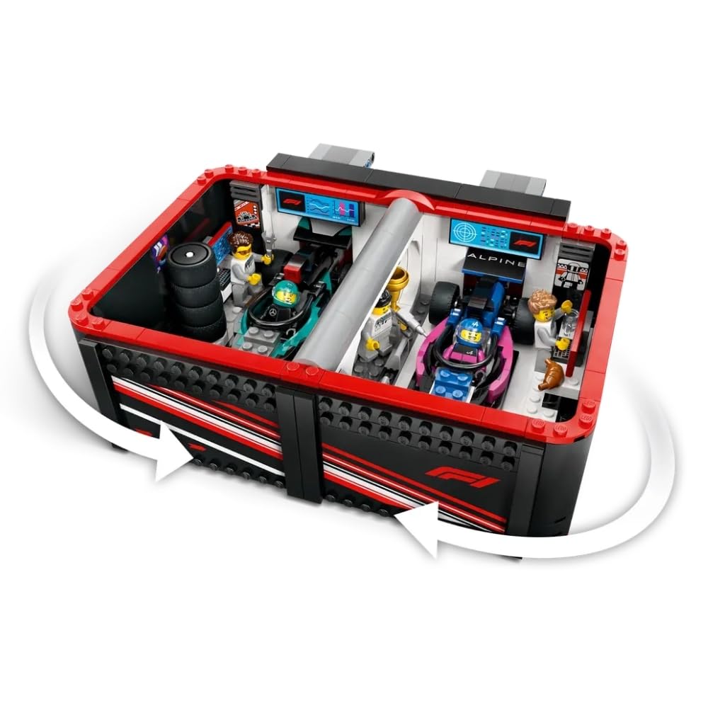LEGO City F1 Garage & Mercedes-AMG & Alpine Cars Toy Playset 60444 Building Blocks Toys for 7+ Gift for Boys and Girls