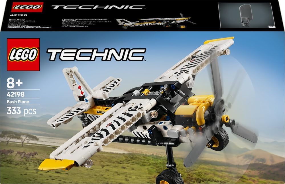 LEGO Technic Bush Plane Toy - Model Airplane Set for 8+ Year Old Boys & Girls - Spinning Propeller and Piston Engine for Imaginative Role Play - Kids' Birthday Gift Idea 42198