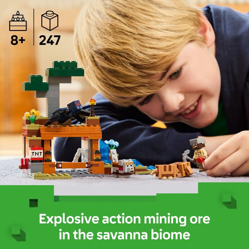 LEGO Minecraft The Armadillo Mine Expedition Set - Building Toy for 8+ Year Old Girls & Boys, with Cave Spider and Wolf Figures for Pretend Play - Birthday Gift Idea 21269