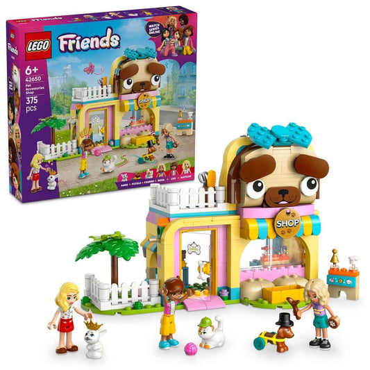 LEGO Friends Pet Accessories Shop 42650, a detailed building set featuring pet supplies, perfect for imaginative play for kids aged 6+