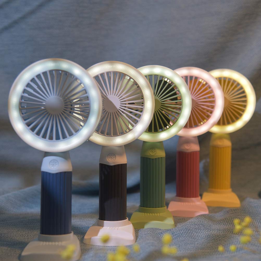 Fashion Lighting Fan Desktop Fan Mini Handheld Small Fan for Home, School USB Rechargeable & Portable Fan (Blue)