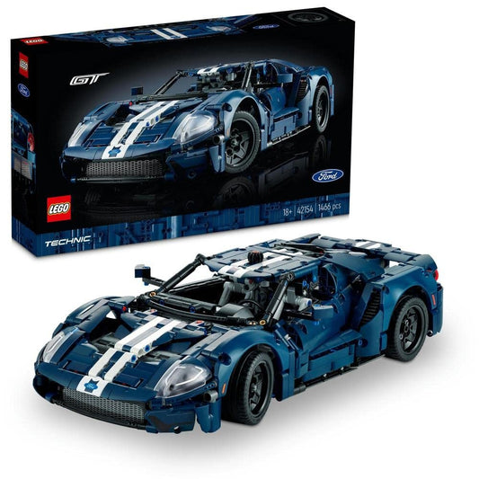LEGO Technic 2022 Ford GT 42154 building kit with 1,466 pieces, designed for adults, showcasing intricate details of the iconic Ford GT car.