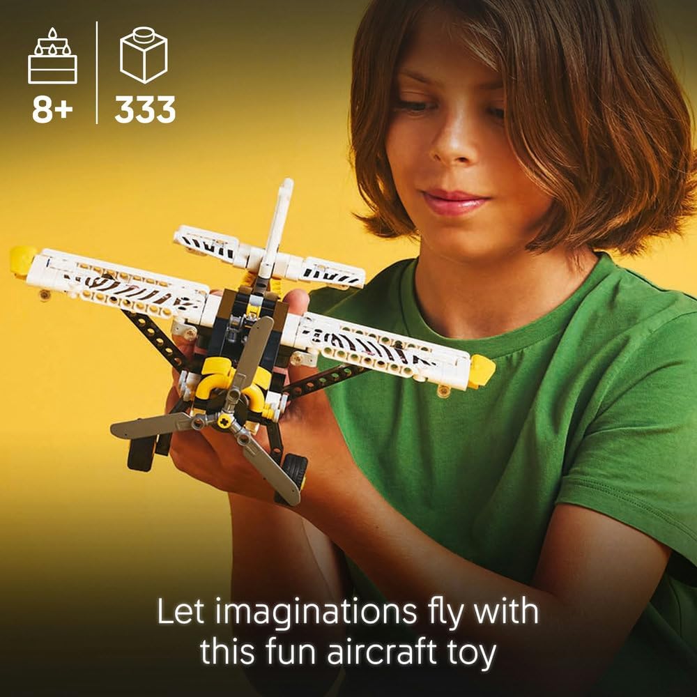 LEGO Technic Bush Plane Toy - Model Airplane Set for 8+ Year Old Boys & Girls - Spinning Propeller and Piston Engine for Imaginative Role Play - Kids' Birthday Gift Idea 42198
