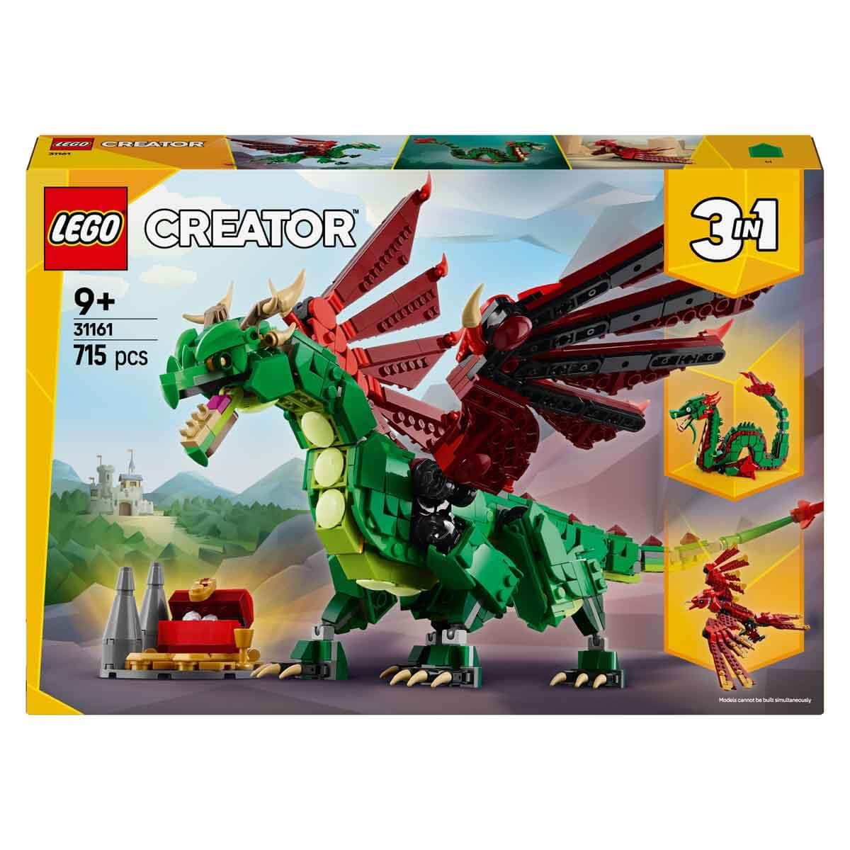 LEGO Creator 3in1 Medieval Dragon Creature Toy Playset 31161 Building Blocks Toys for 9+ Gift for Boys and Girls