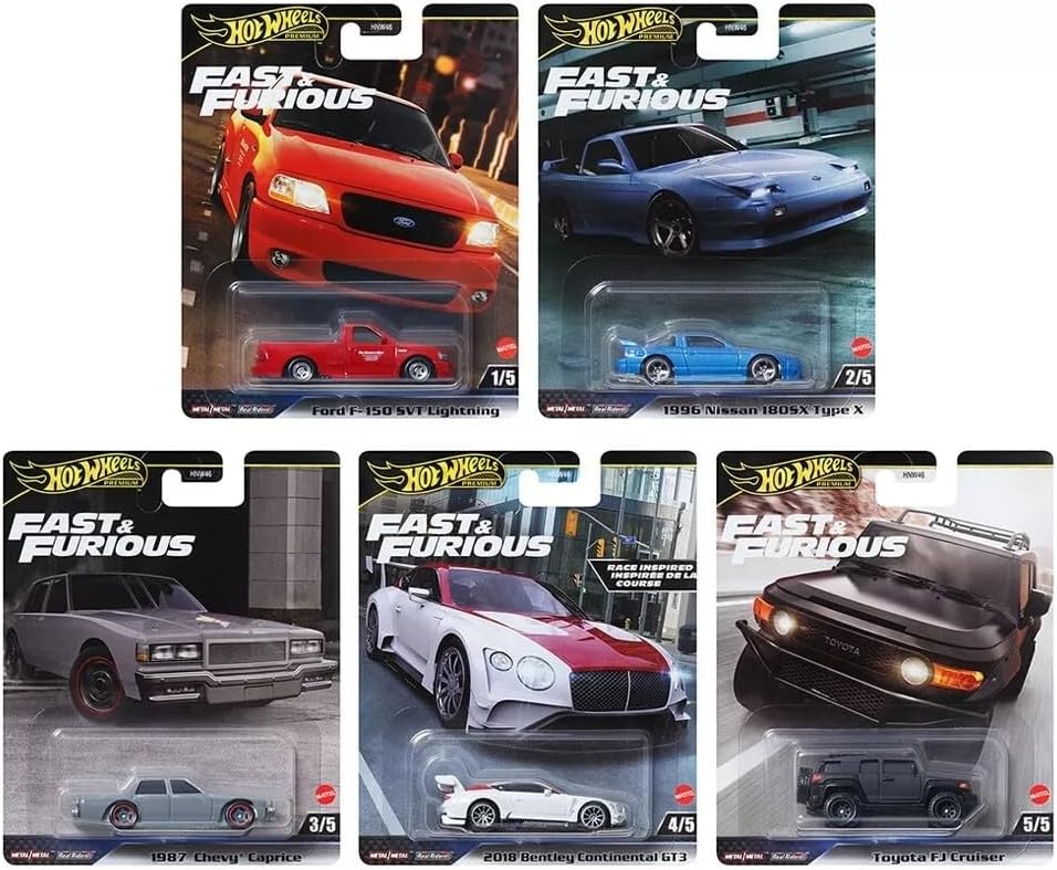 Hot Wheels 2024 Premium Fast & Furious H Case – Set of 5 Die-Cast Cars (1:64 Scale) | HNW46-956H