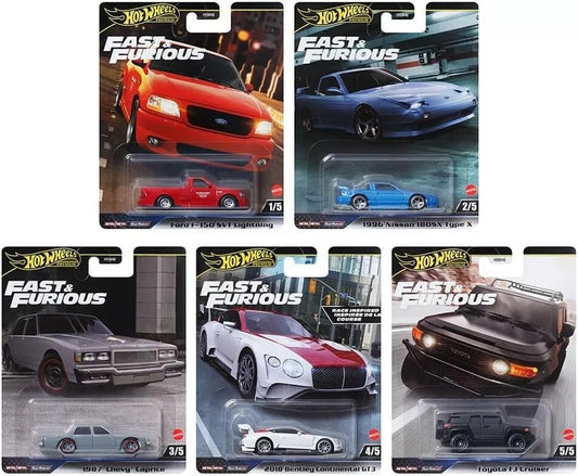 Hot Wheels 2024 Premium Fast & Furious H Case – Set of 5 Die-Cast Cars (1:64 Scale) | HNW46-956H