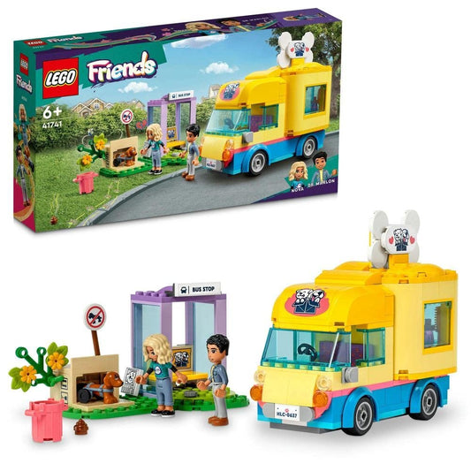 LEGO 41741 Friends Dog Rescue Van building toy set with 300 pieces and rescue accessories