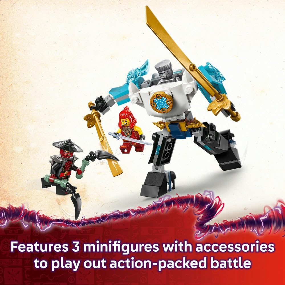 LEGO NINJAGO Zane’s Battle Suit Mech - Ninja Toy with 3 Minifigures - Dragons Rising Role-Play Set - Birthday Gift Idea for 6 Plus Year Old Boys & Girls 71827
