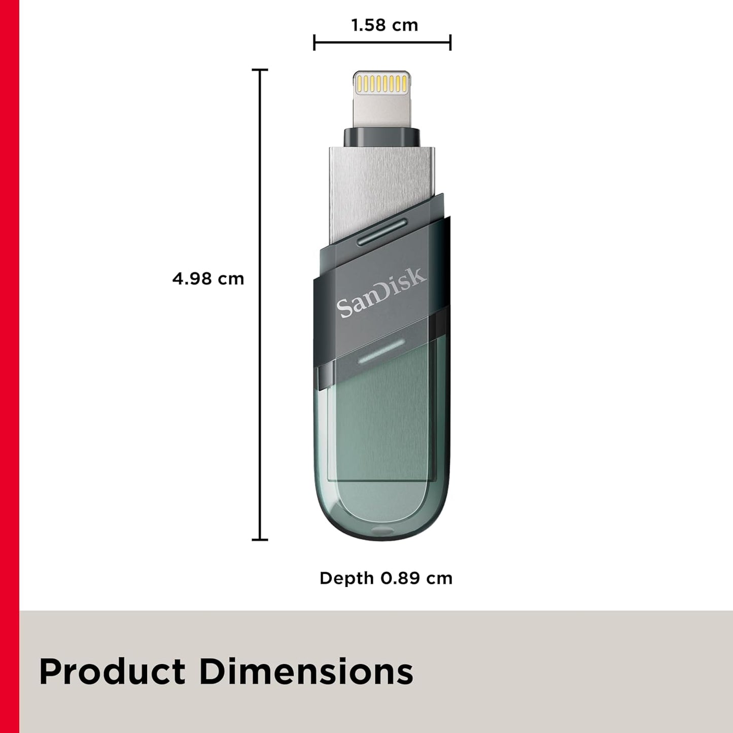 SanDisk 128 iXpand USB 3.0 Flash Drive Flip  for iOS and Windows, Metalic