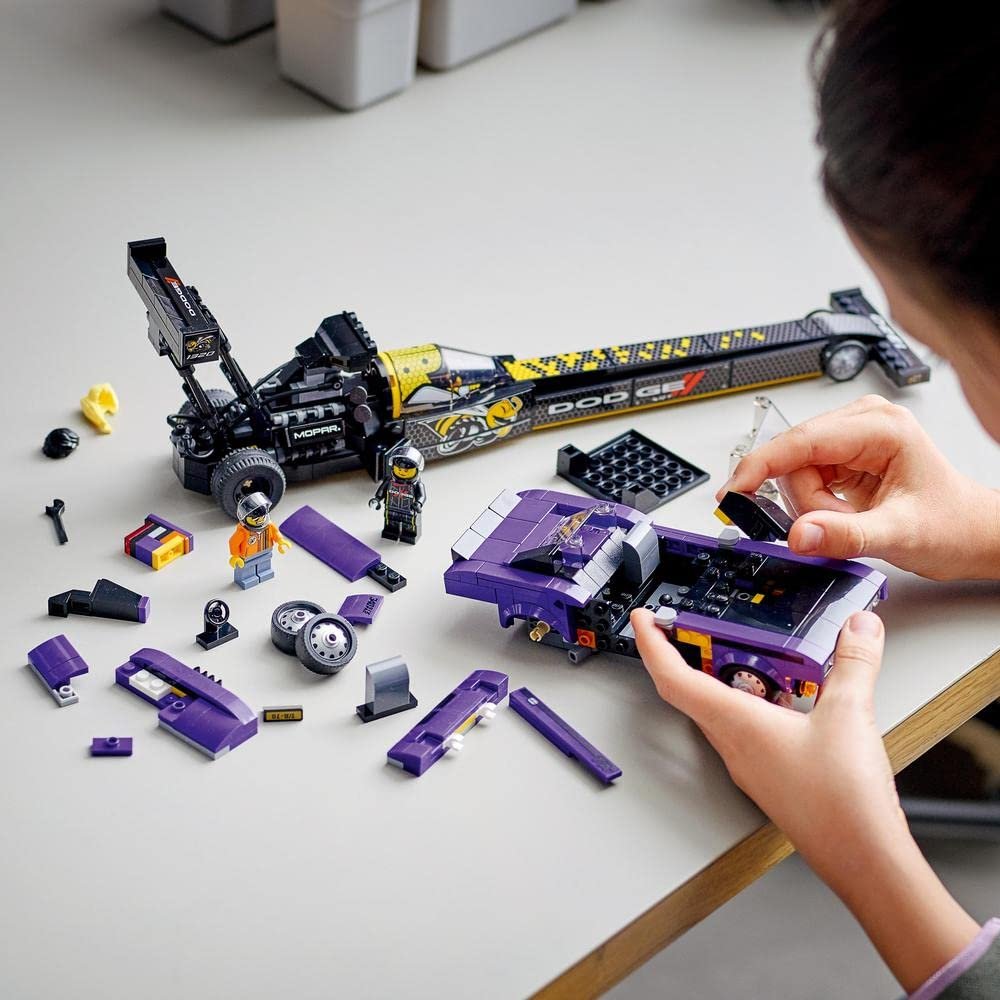 LEGO 76904 Speed Champions Mopar Dodge SRT Top Fuel Dragster&amp;1970 Dodge Challenger T/A,Multicolor, 627 Pcs\