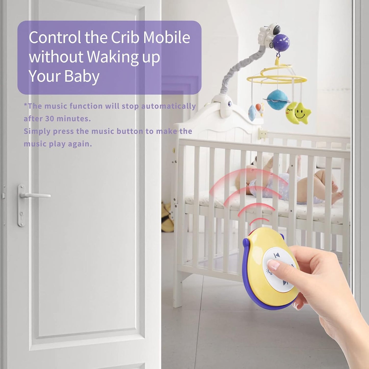 Space Travel Crib Mobile with Music and Lights, Baby Mobile for Crib