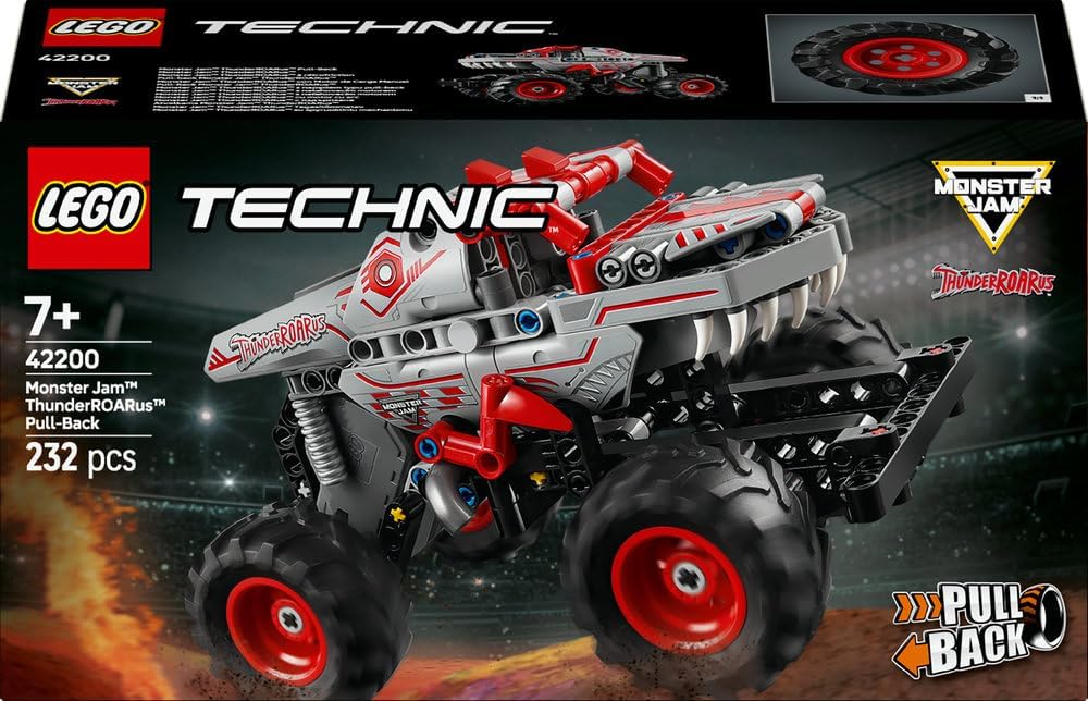 LEGO Technic Monster Jam ThunderROARus Pull-Back Truck Toy - Vehicle Building Set for 7+ Year Old Boys & Girls Who Love Creative Play - Gift Idea 42200