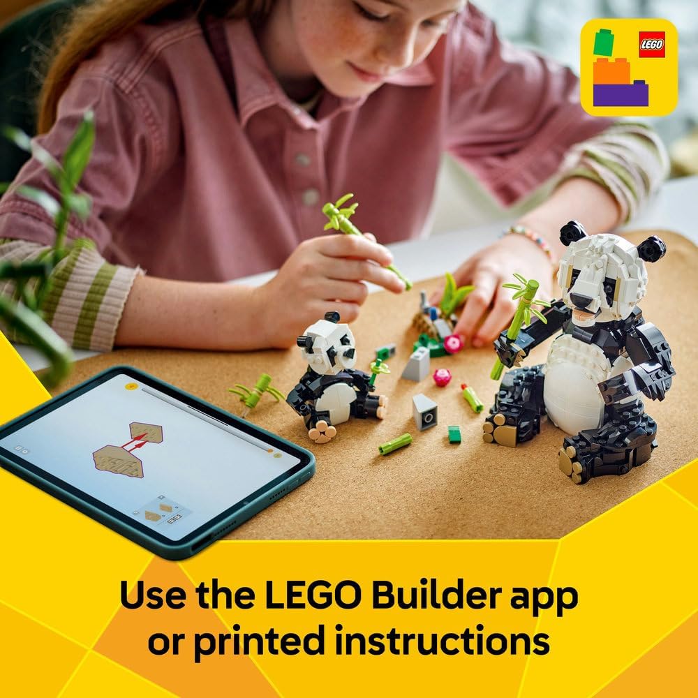 LEGO Creator 3in1 Wild Animals: Panda Family Toy - Transforms into Penguin Figures or Orca Whale Toys - Building Set for Nature-Loving 8+ Year Old Girls & Boys - Creative Birthday Gift - 31165