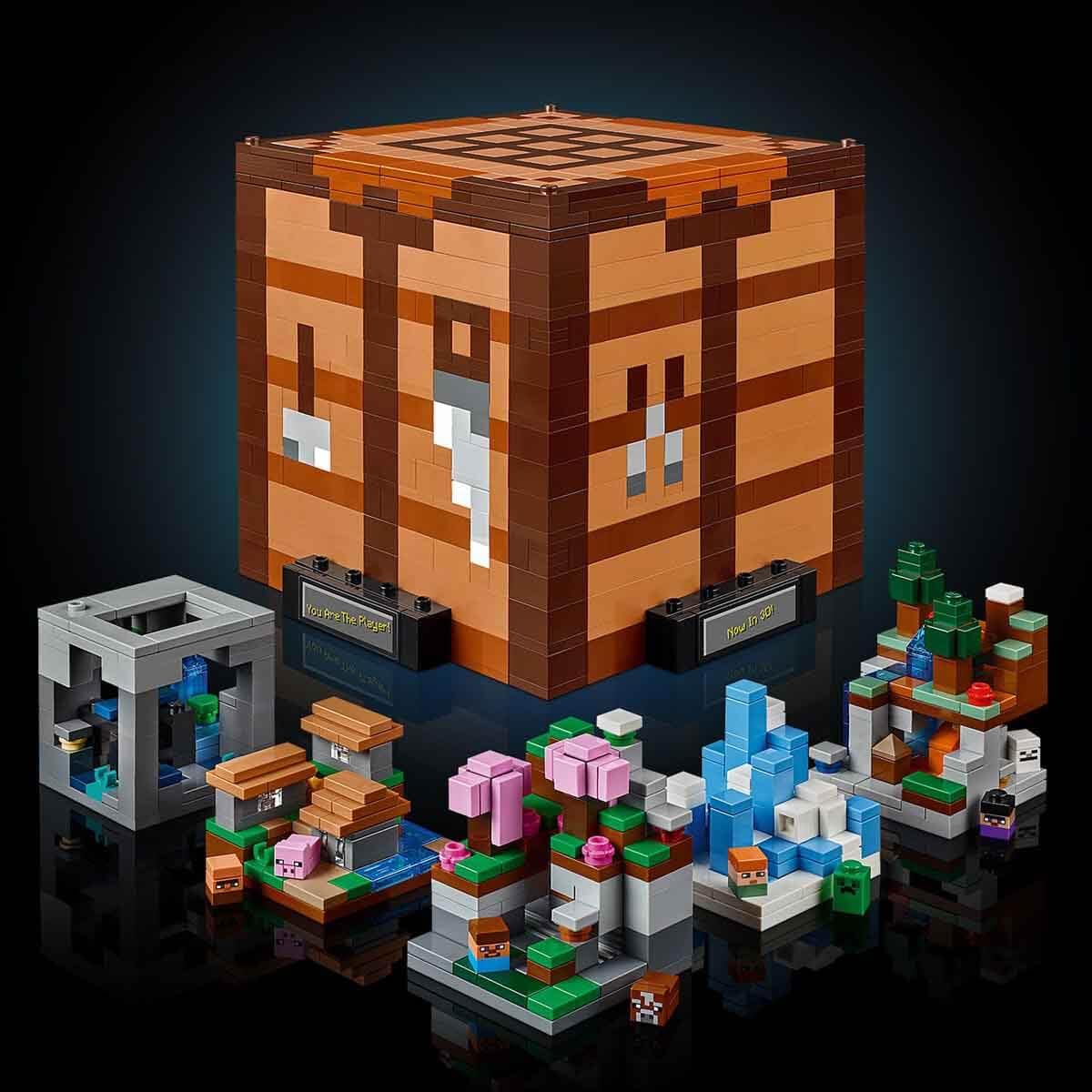 LEGO 21265 Minecraft Workbench 15th Anniversary Game Adventure Set 12 Biomes 8 Microfigures Surprises Gift Idea for Adult Fans 21265