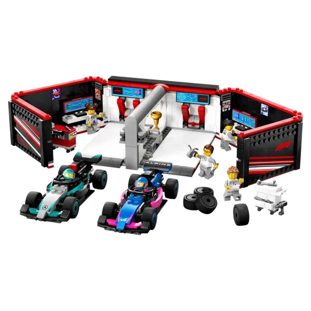 LEGO City F1 Garage & Mercedes-AMG & Alpine Cars Toy Playset 60444 Building Blocks Toys for 7+ Gift for Boys and Girls