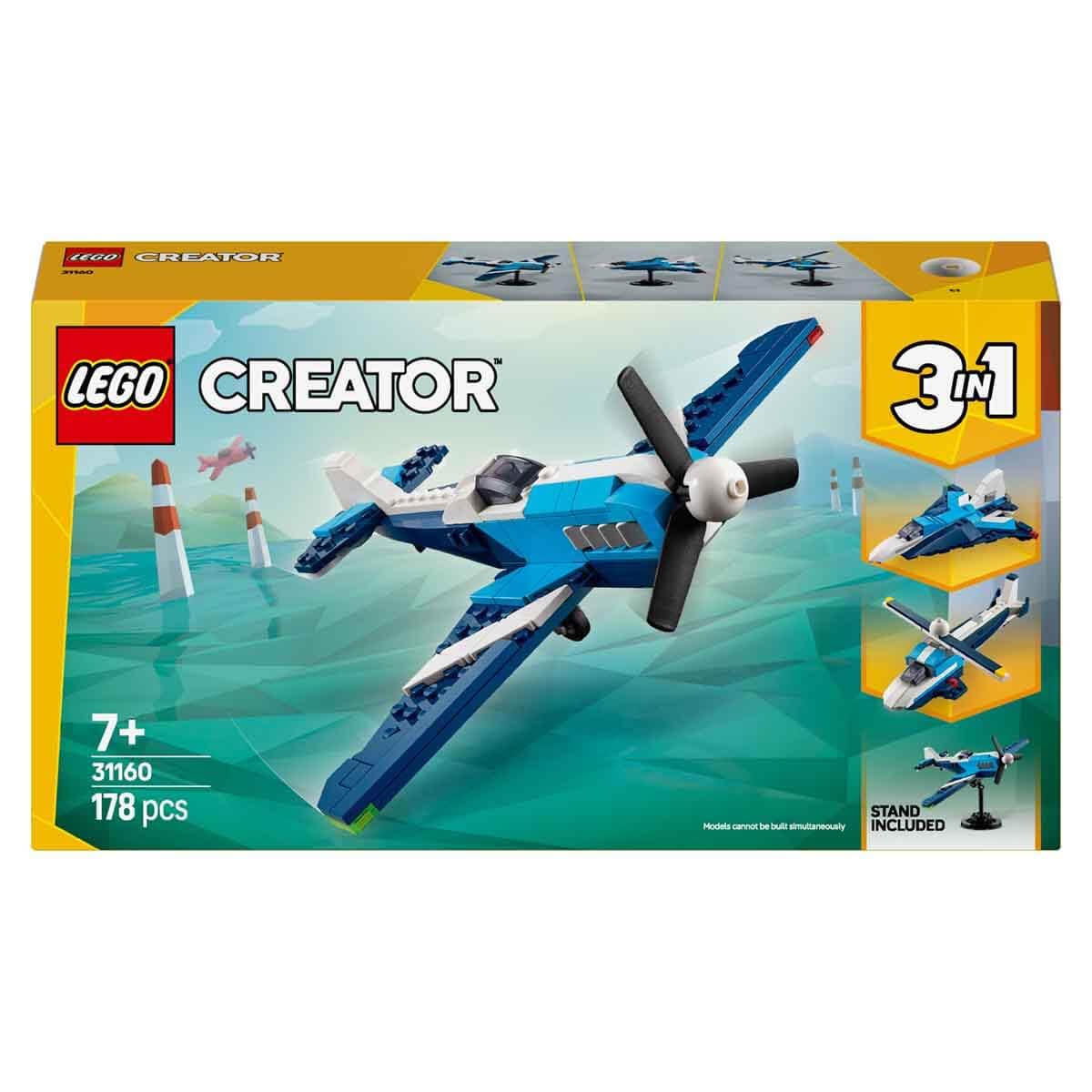 LEGO Creator 3in1 Aircraft: Race Plane Toy Vehicle Playset 31160 Building Blocks Toys for 7+ Gift for Boys and Girls