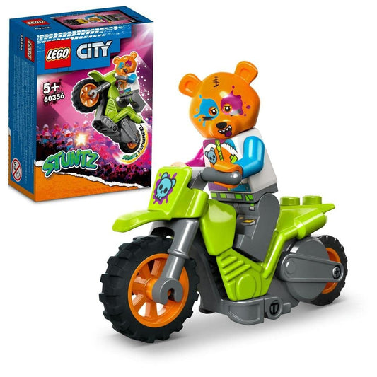 LEGO 60356 Bear Stunt Bike set with 10 pieces, featuring a stunt bike and rider for action-packed performances and tricks.