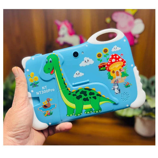Kids Learning Tablet – 7" HD, 128GB, Dual Cameras, 4G/WiFi, Parental Lock, Fall-Proof Cover (Dinosaur - Green)