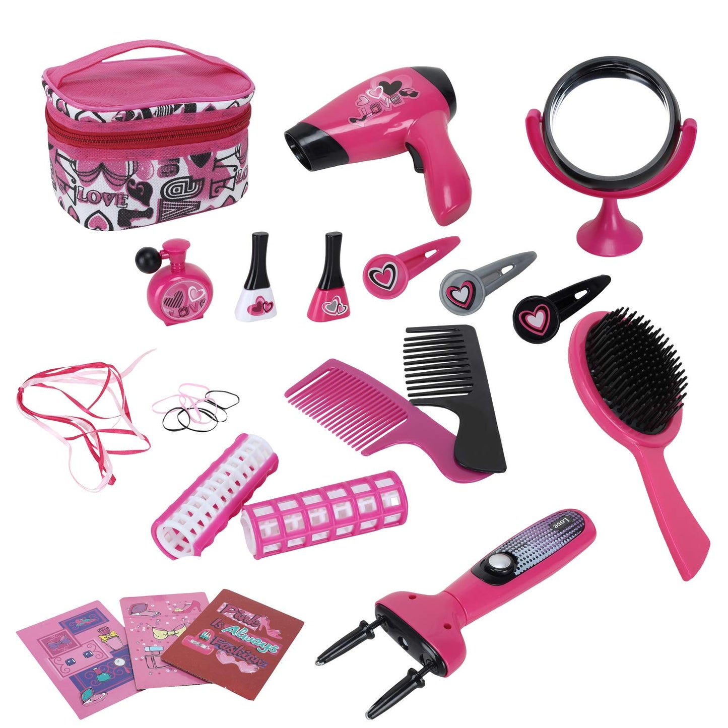 Beauty Pretend Play Magic Makeup Nail Paints/Hairbrush/Hair Comb/Vanity Bag Set for Girls
