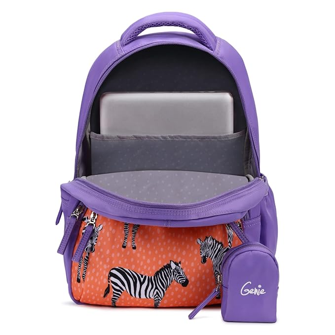 Genie Valerie 15-Inch Kids Backpack – Cute, Colorful, Lightweight & Water-Resistant with Happy Pouch