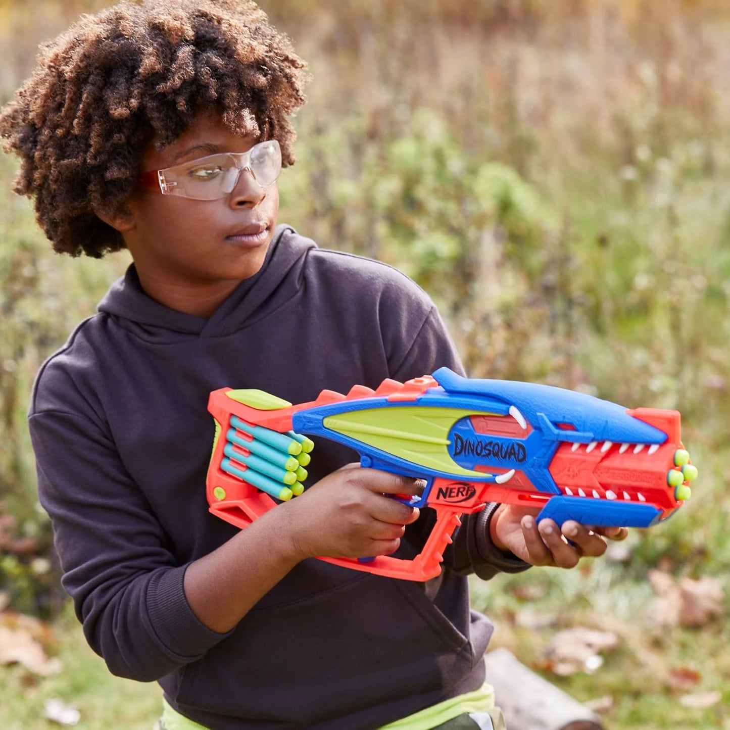 Nerf Dinosquad Terrodak, 4 Dart Blasting, Dart Storage, 12 Nerf Elite Darts, Dinosaur Design, Toy Foam Nerf Blaster for Kids