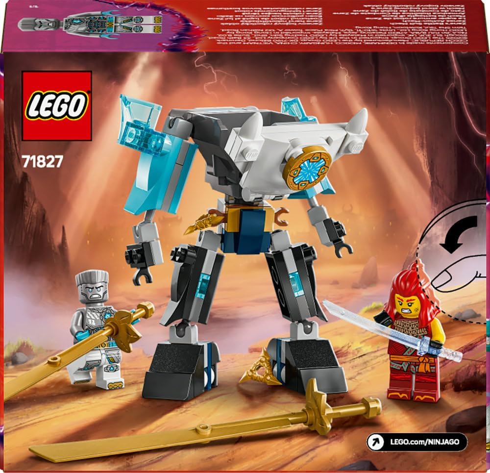 LEGO NINJAGO Zane’s Battle Suit Mech - Ninja Toy with 3 Minifigures - Dragons Rising Role-Play Set - Birthday Gift Idea for 6 Plus Year Old Boys & Girls 71827