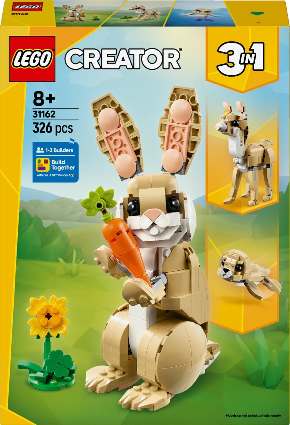 LEGO Creator 3in1 Cute Bunny Toy - Transforms into a Llama Figure or Seal - Animals Building Set for Kids, 8+ Year Old Girls & Boys - Creative Birthday Gift Idea - 31162