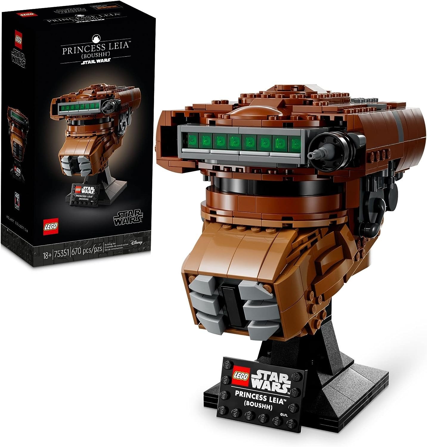 LEGO 75351 Star Wars Princess Leia (Boushh) Helmet Set for Adults (670 Pieces)