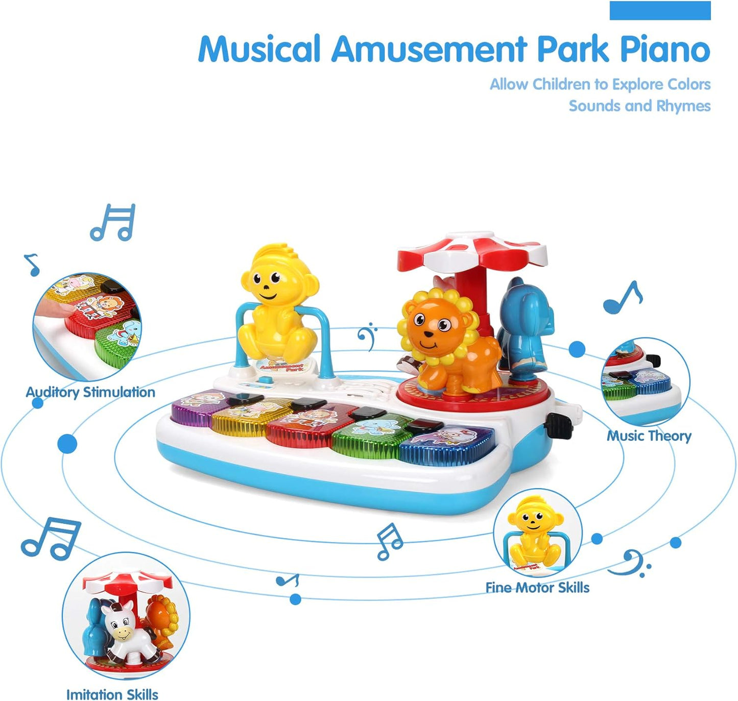 Baby Musical Toys Animal Amusement Park with Light, Kids Baby Toddler Piano Keyboard, Educational Learning Toy