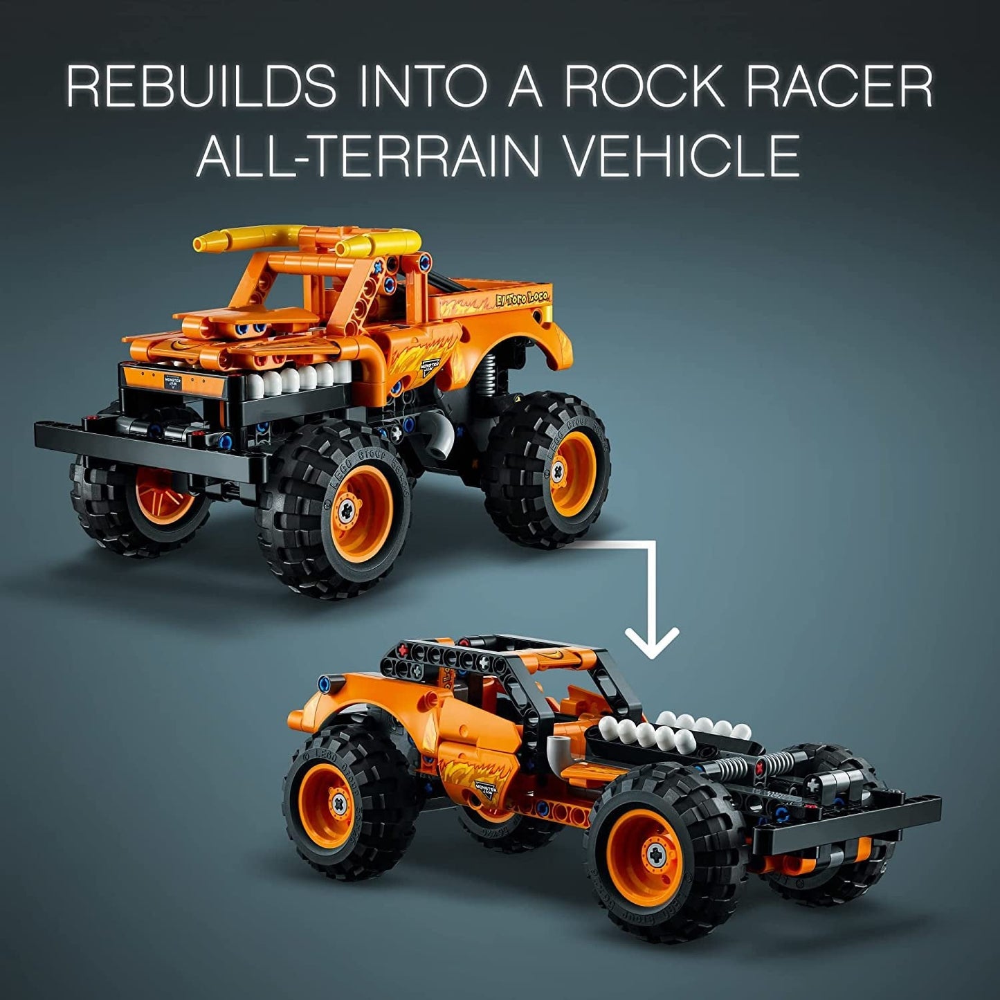LEGO Technic Monster Jam El Toro Loco 42135 Model Building Kit; A 2-in-1 Pull-Back Toy for Kids Who Love Monster Trucks; Makes A Great Birthday Gift for Monster Truck Fans; for Ages 7+ (247 Pieces)