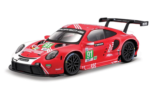 Bburago Porsche 911 RSR Le Mans 2020 1:24 die-cast red model car collectible.

