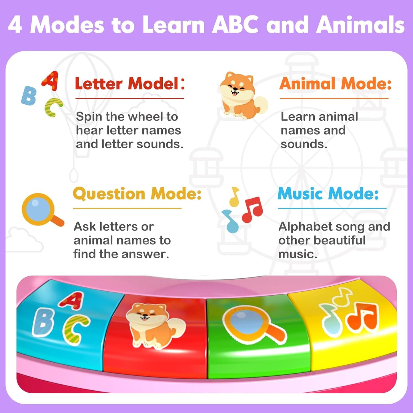 Musical Spin & Sing Alphabet Zoo Infant Toys – Interactive Learning Toy for Toddlers Ages 6–18 Months | Educational Gift for Baby Boys & Girls (1–3 Years) - Pink