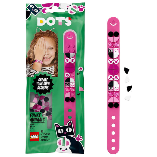 LEGO DOTS Funky Animals Bracelet 41901 DIY Jewelry Kit with Animal-Themed Tiles
