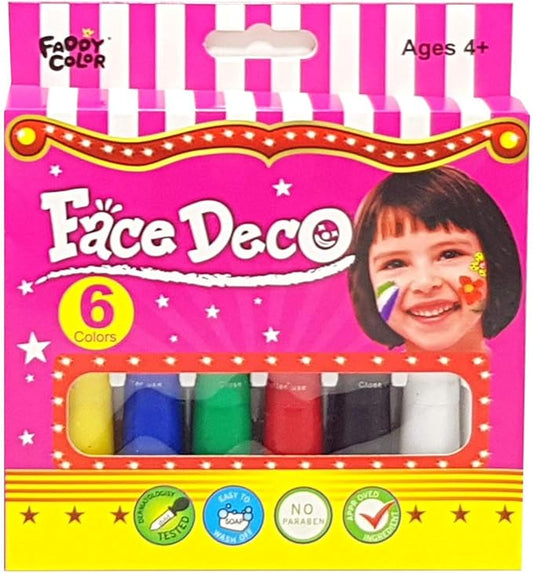 FADDY COLOR FACe Face Deco, 6-Color Set of Face Painting Sticks,face Colors